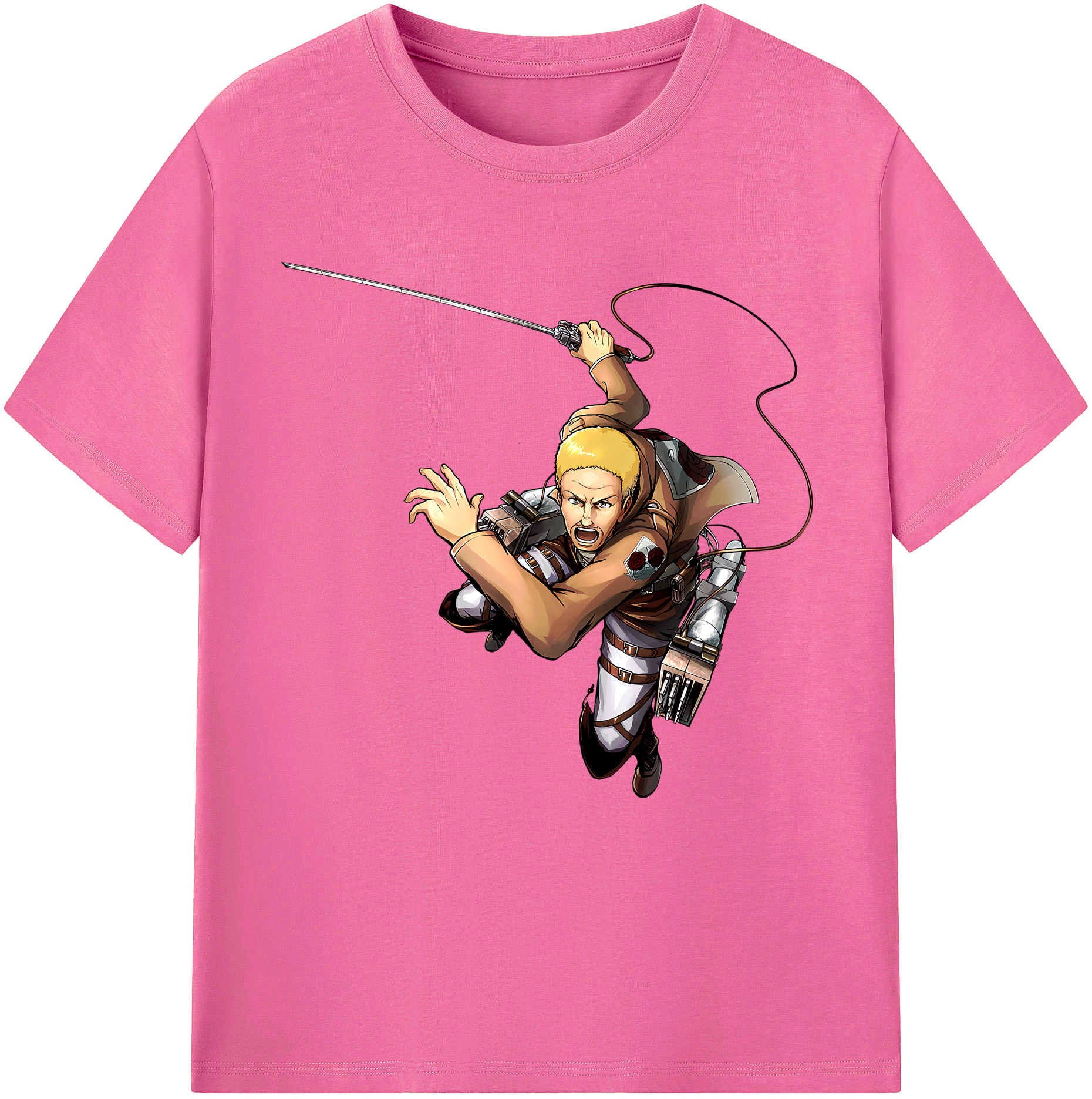 （画像用） 進撃の巨人 ハンネス Attack on Titan Hannes レディースカジュアルプリントTシャツ（綿100％）